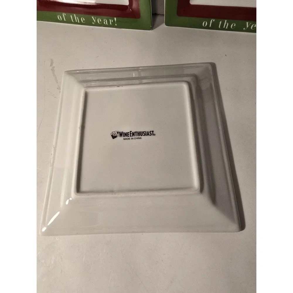 Wine Enthusiast Cellar 3 Squares Hand-Painted Dessert Luncheon Plates Set /0441